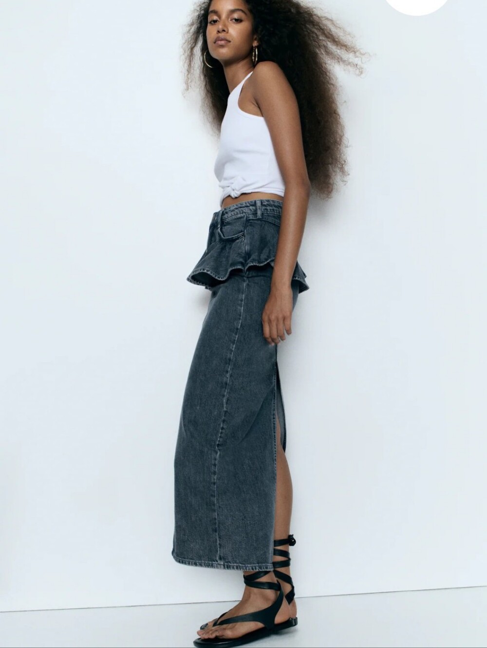 BNWT H&M Flounced Denim Peplum Overlay Skirt 1343431001 Blue Sz 0 2 4 6 10 12 14